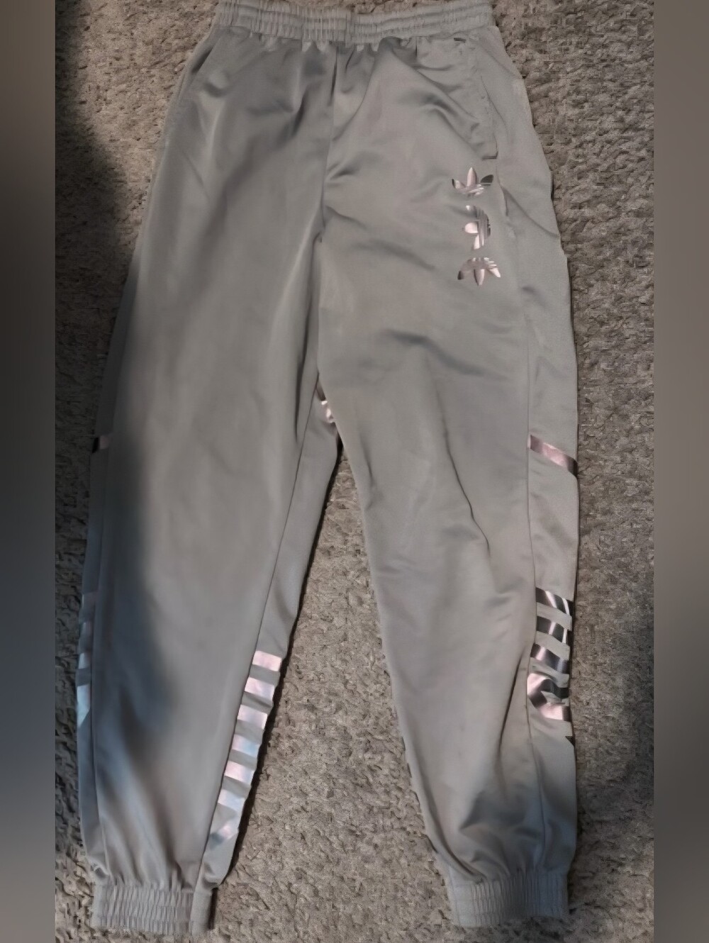 Adidas Women’s Gray Track Pants with Purple Accent - Picture 3 of 5